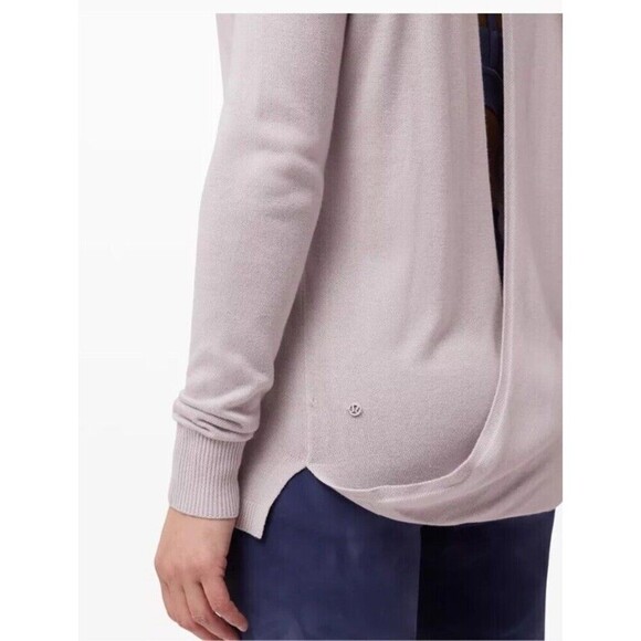 LULULEMON Back To Balance Sweater Size 2 Purple Open Back Cashmere Athleisure - Picture 9 of 13